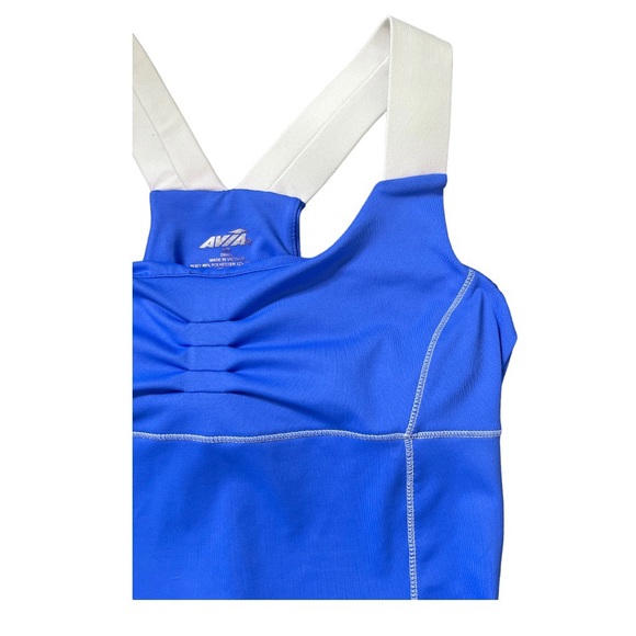 AVIA Racer Back Tank With Ruched Front & Shelf Bra Bluebell Blue Size Small - Picture 3 of 7